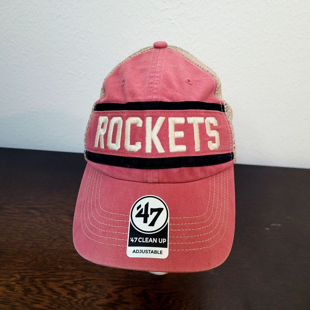 Houston Rockets Red Tan Mesh Snapback '47 Clean Up Hat Cap NBA One Size